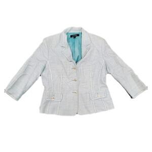 Kasper blue Linen blend tweed blazer 16 Plus